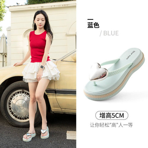 愛心浪花厚底人字拖時尚外穿夾腳拼色防滑百搭海邊度假沙灘涼拖鞋 愛心浪花厚底人字拖時尚外穿夾腳拼色防滑百搭海邊度假沙灘涼拖鞋