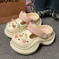 厚底增高洞洞鞋女2025新款超火夏季外穿沙灘防滑軟底包頭涼拖鞋女