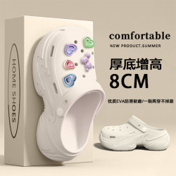 超厚底洞洞鞋女款2025新款夏季外穿海邊沙灘增高防滑好看涼拖女士