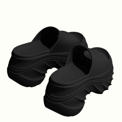 黑色厚底拖鞋女士夏季外穿2025新款時尚海邊沙灘增高防滑涼拖女款 黑色厚底拖鞋女士夏季外穿2025新款時尚海邊沙灘增高防滑涼拖女款