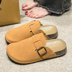 勃肯鞋女款2025春秋新款外穿厚底博肯包頭拖鞋一腳蹬懶人時尚單鞋