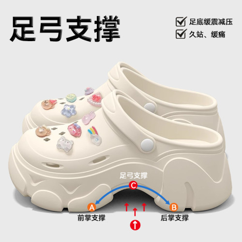 厚底洞洞鞋女款2025新款夏季外穿足弓支撐小個子增高防滑eva涼拖 厚底洞洞鞋女款2025新款夏季外穿足弓支撐小個子增高防滑eva涼拖