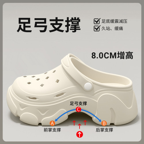 厚底洞洞鞋女款2025新款夏季外穿足弓支撐小個子增高防滑eva涼拖 厚底洞洞鞋女款2025新款夏季外穿足弓支撐小個子增高防滑eva涼拖