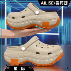 洞洞鞋男士夏季外穿防臭2025新款潮流厚底耐磨防滑開車倆穿涼拖男