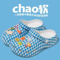 經典款印刷條紋海洋風洞洞女鞋 防滑耐磨輕便包頭舒適透氣涼拖鞋