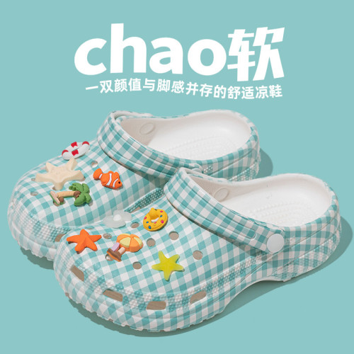 經典款印刷條紋海洋風洞洞女鞋 防滑耐磨輕便包頭舒適透氣涼拖鞋 經典款印刷條紋海洋風洞洞女鞋 防滑耐磨輕便包頭舒適透氣涼拖鞋