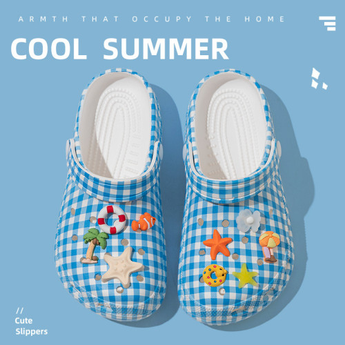 經典款印刷條紋海洋風洞洞女鞋 防滑耐磨輕便包頭舒適透氣涼拖鞋 經典款印刷條紋海洋風洞洞女鞋 防滑耐磨輕便包頭舒適透氣涼拖鞋