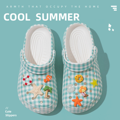 經典款印刷條紋海洋風洞洞女鞋 防滑耐磨輕便包頭舒適透氣涼拖鞋 經典款印刷條紋海洋風洞洞女鞋 防滑耐磨輕便包頭舒適透氣涼拖鞋