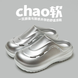 波波涼鞋增高廚師鞋eva女厚底踩屎感洞洞鞋外穿防滑透氣包頭拖鞋