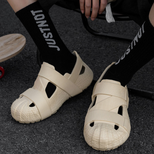 洞洞鞋男款夏季厚底踩屎感大碼包頭拖鞋外穿防滑運動開車沙灘涼鞋 洞洞鞋男款夏季厚底踩屎感大碼包頭拖鞋外穿防滑運動開車沙灘涼鞋