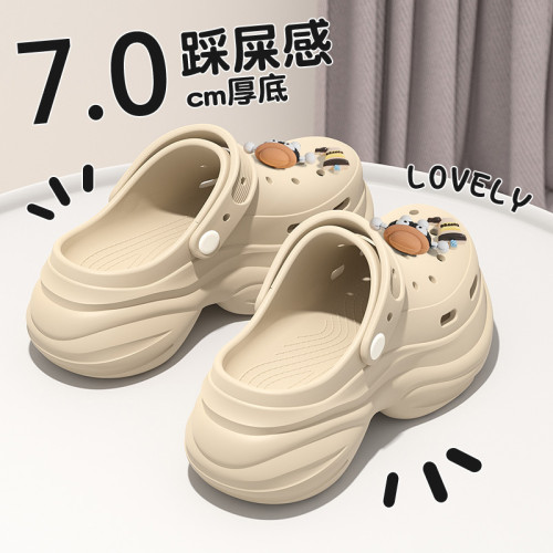 踩屎感厚底洞洞鞋女款外穿夏季2025新款eva防臭沙灘防滑包頭拖女 踩屎感厚底洞洞鞋女款外穿夏季2025新款eva防臭沙灘防滑包頭拖女