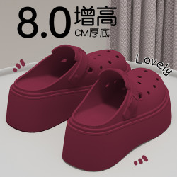 8.0cm厚底洞洞鞋女款2025夏季新款外穿勃肯鞋增高防滑包頭涼拖鞋