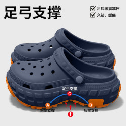 厚底洞洞鞋男款夏季外穿2025新款防滑防臭足弓支撐透氣踩屎感涼拖