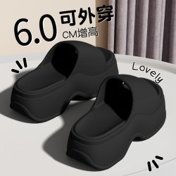 6.0cm踩屎感涼拖鞋女士夏季家居厚底增高eva軟底外穿時尚沙灘拖鞋