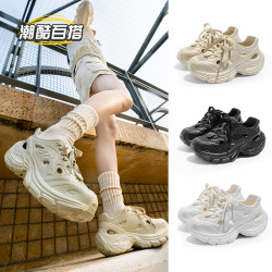 厚底洞洞鞋女款外穿夏季2025新款沙灘防滑拖鞋包頭增高老爹涼鞋女