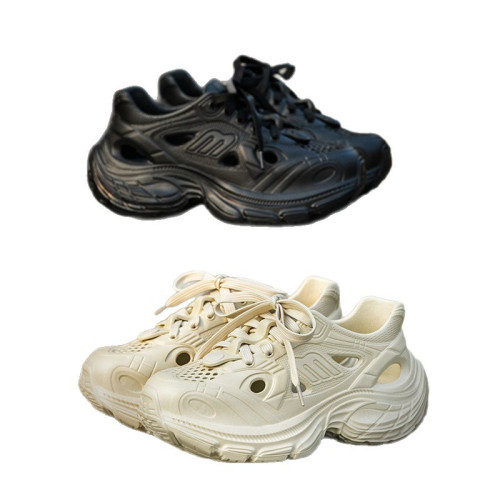 厚底洞洞鞋女款外穿夏季2025新款沙灘防滑拖鞋包頭增高老爹涼鞋女