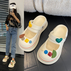 eva厚底洞洞鞋女款夏季外穿防滑防臭海邊沙灘鞋增高2025新款涼拖