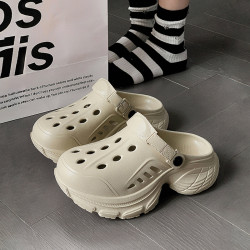 2025新款女士厚底洞洞鞋包頭拖鞋女夏季防滑外穿沙灘拖鞋時尚涼拖