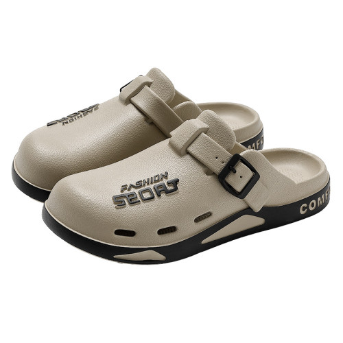 男士博肯洞洞鞋夏季外穿休閒eva軟底家居室內防滑包頭拖鞋男