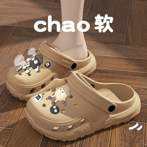 煤球兒童洞洞鞋男童夏季2025新款外穿防滑中大童兩穿拖鞋女孩