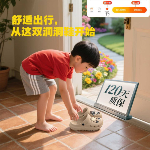 煤球兒童洞洞鞋男童夏季2025新款外穿防滑中大童兩穿拖鞋女孩