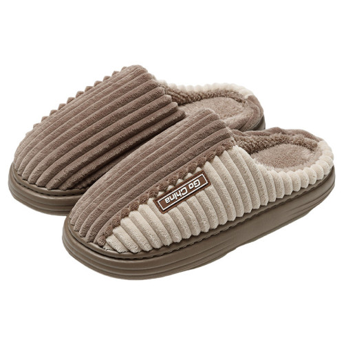 大碼棉拖鞋男士冬季外穿2024新款室內家居厚底毛絨保暖防滑拖鞋男