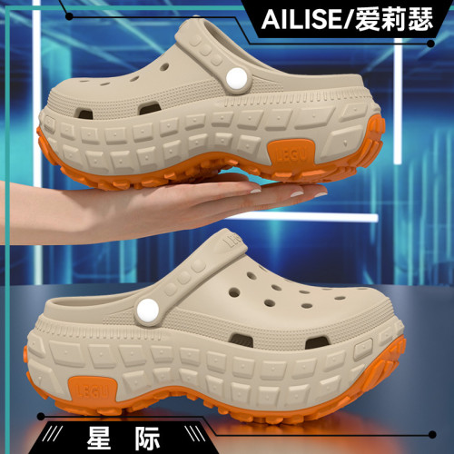 足弓支撐洞洞鞋男款夏季戶外穿2025新款厚底防滑防臭耐磨涼拖男士