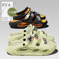 男士洞洞鞋夏季新款包頭涼鞋外穿防滑休閒沙灘鞋軟底透氣室內拖鞋