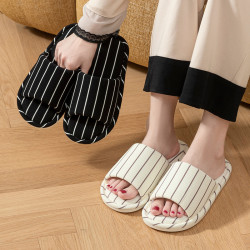 新款日系亞麻小香風棉鞋情侶春秋室內靜音防滑日式棉麻拖鞋女春秋