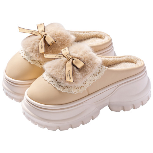 蝴蝶結棉拖鞋女秋冬季2024新款厚底踩屎感居家保暖毛毛絨防滑棉鞋 蝴蝶結棉拖鞋女秋冬季2024新款厚底踩屎感居家保暖毛毛絨防滑棉鞋