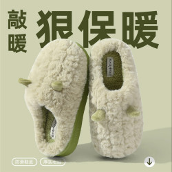 加絨棉拖鞋女冬季2025新款家居室內厚底防滑保暖毛毛拖鞋男士冬天