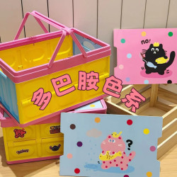 多巴胺戶外露營收納箱野餐手提籃木蓋車用儲物箱整理箱野營折曡箱