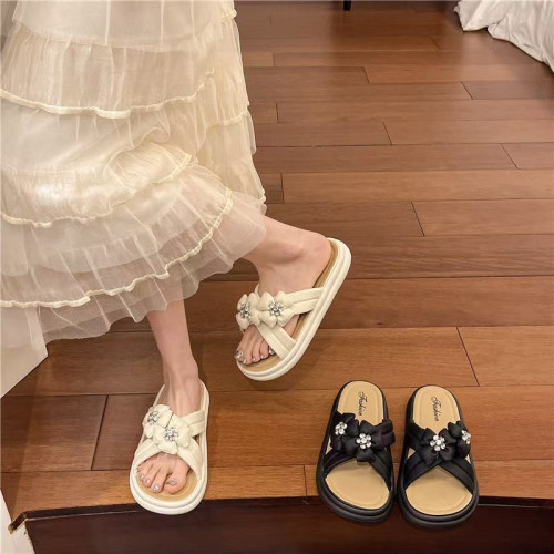 新款夏季厚底涼拖鞋時尚軟底外國風拖鞋配裙子涼鞋不累腳女鞋