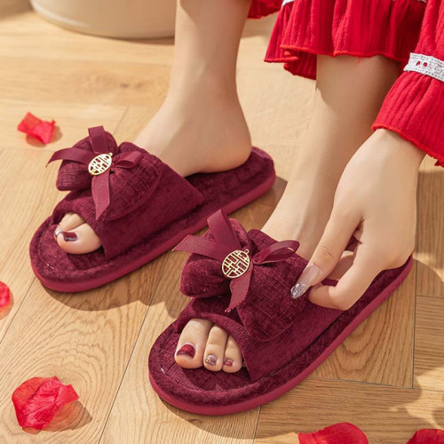 紅色拖鞋男女新婚夫妻一對喜慶新娘備婚陪嫁輕奢高級感結婚棉拖鞋 紅色拖鞋男女新婚夫妻一對喜慶新娘備婚陪嫁輕奢高級感結婚棉拖鞋