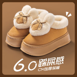 厚底增高棉拖鞋女士冬季外穿2025新款時尚網紅保暖加絨毛毛棉鞋女