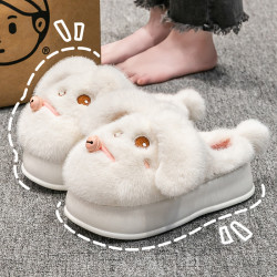 可愛棉拖鞋女款秋冬季2025新款防滑厚底保暖加絨毛毛防滑棉拖女士