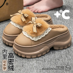 厚底棉拖鞋女士秋冬季2025新款外穿室內家居防滑保暖毛絨拖鞋女款