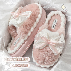 踩屎感棉拖鞋女款秋冬季外穿2025新款厚底保暖加絨毛毛防滑棉拖女