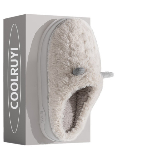 新款eva可愛羊角棉拖鞋女款冬季家居室內保暖情侶毛絨拖鞋月子鞋