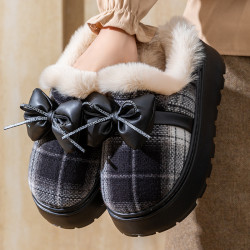 2025棉拖鞋高級感輕奢冬季蝴蝶結可愛居家居室內保暖月子棉鞋EVA