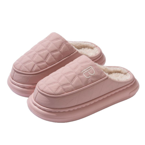 PU防水棉拖鞋女秋冬季新款厚底防滑情侶室內家居加絨保暖棉拖男士 PU防水棉拖鞋女秋冬季新款厚底防滑情侶室內家居加絨保暖棉拖男士