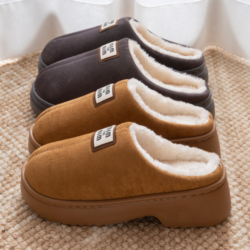 2025秋冬季新款棉拖鞋女加絨保暖居家室內毛毛絨厚底防滑棉拖男士