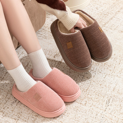 秋冬新款保暖情侶燈芯絨棉拖鞋加絨加厚簡約居家防滑保暖棉鞋女 秋冬新款保暖情侶燈芯絨棉拖鞋加絨加厚簡約居家防滑保暖棉鞋女