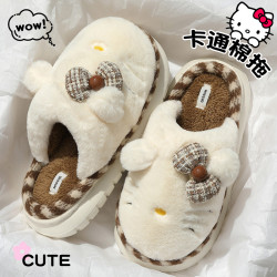 卡通棉拖鞋女冬季新款包頭半可愛家居室內毛絨保暖耐磨棉鞋男