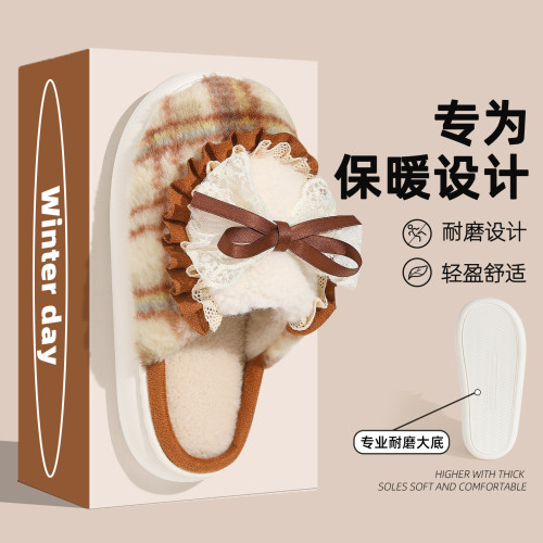 蝴蝶結棉拖鞋女款秋冬季外穿加絨保暖室內家居防滑毛毛拖棉拖女士 蝴蝶結棉拖鞋女款秋冬季外穿加絨保暖室內家居防滑毛毛拖棉拖女士