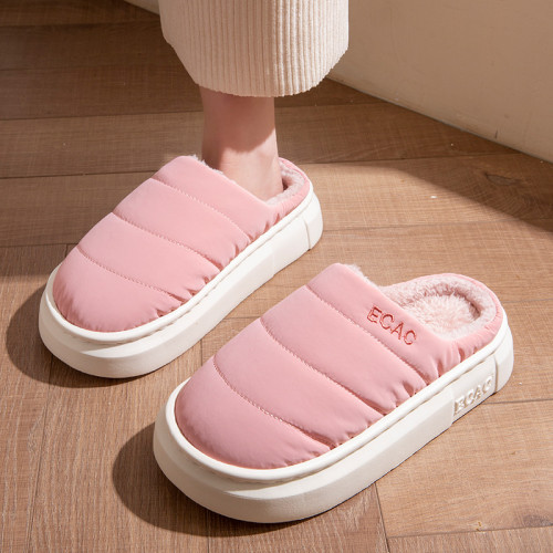 防水棉拖鞋女秋冬季2025新款室內家居防滑厚底家用保暖毛毛棉拖男