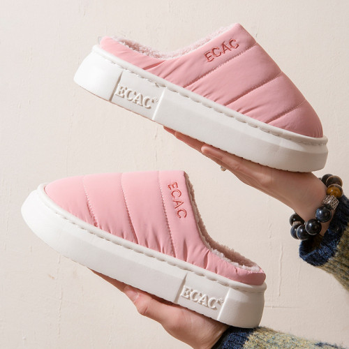 防水棉拖鞋女秋冬季2025新款室內家居防滑厚底家用保暖毛毛棉拖男