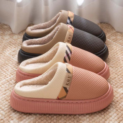 特大號棉拖鞋男冬季居家防滑46 47加大碼厚底保暖外穿防水皮拖女