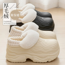 法式厚底棉鞋2025冬季家居情侶棉拖鞋保暖隔防水防滑棉鞋男女