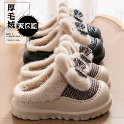 厚毛絨棉拖鞋女款2025新款秋冬季室內家居外穿可愛保暖防滑棉拖女